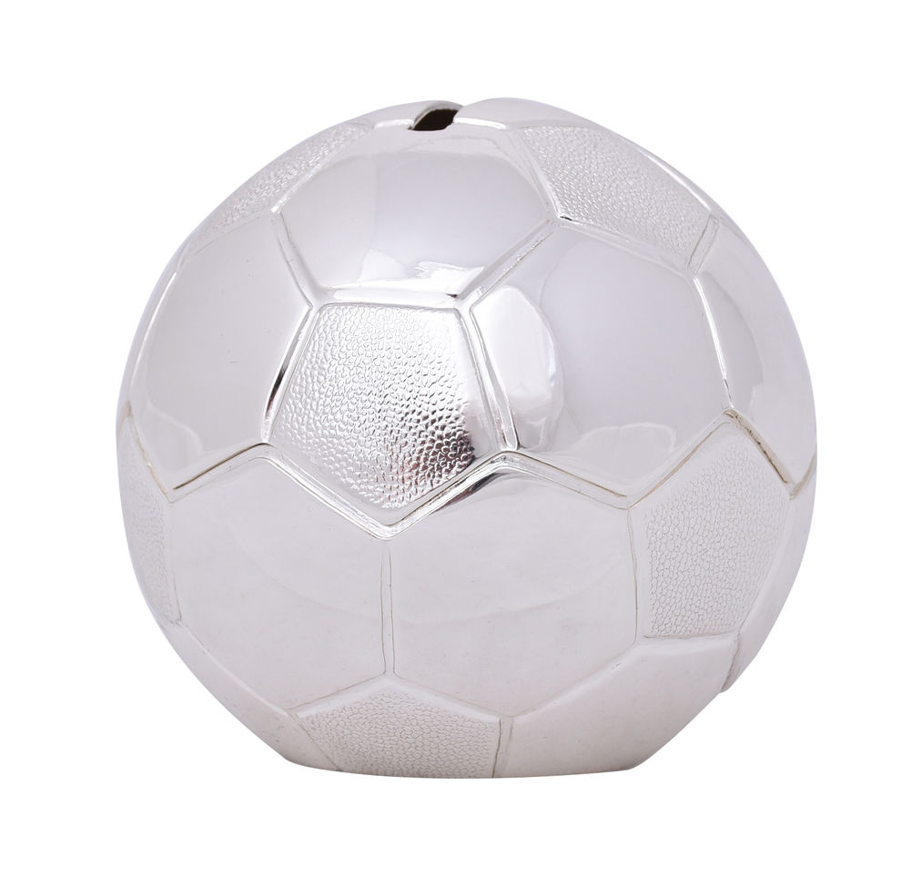 [54415] SILVER SOCCER BALL MONEYBANK