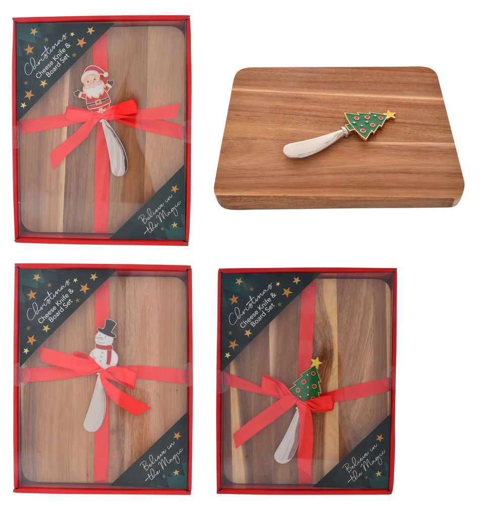 [56014] XMAS CHEESE KNIFE & BOARD ST(3)