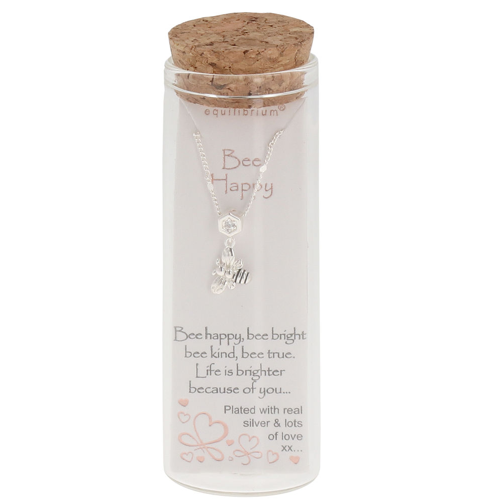 MSG BOTTLE NECKLACE BEE HAPPY