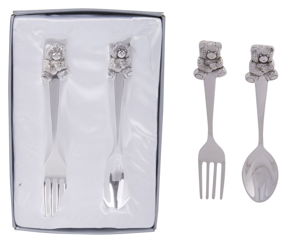 [86903] SILV BEAR SPOON&FORK SET