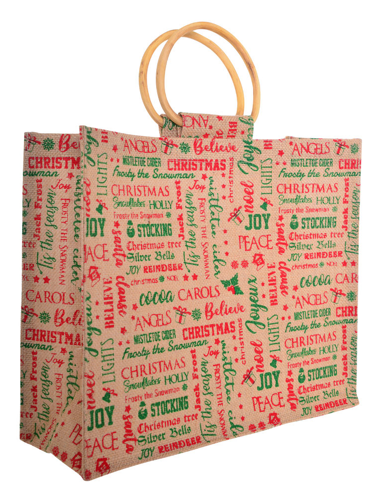[20653] CHRISTMAS NOTES JUTE BAG LGE
