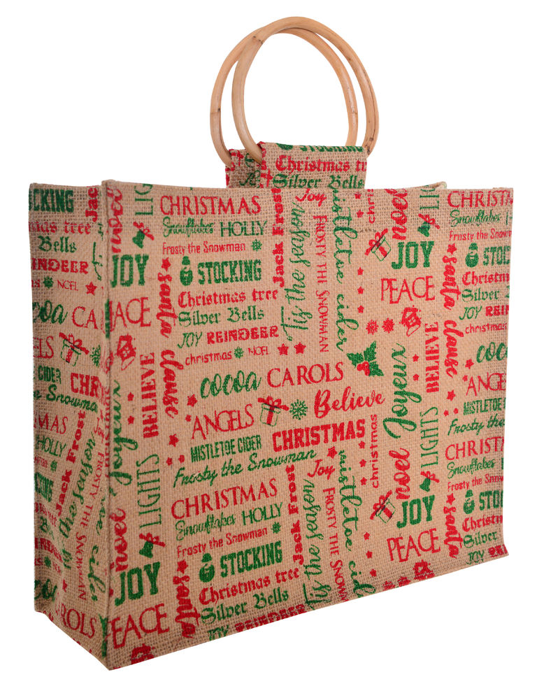 [20654] CHRISTMAS NOTES JUTE BAG MED