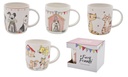 COLOURED CAT & DOG MUGS (4)