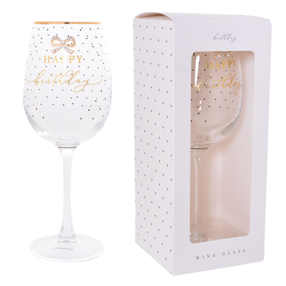 [20836] JEWELLED BIRTHDAY WINE GLASS R