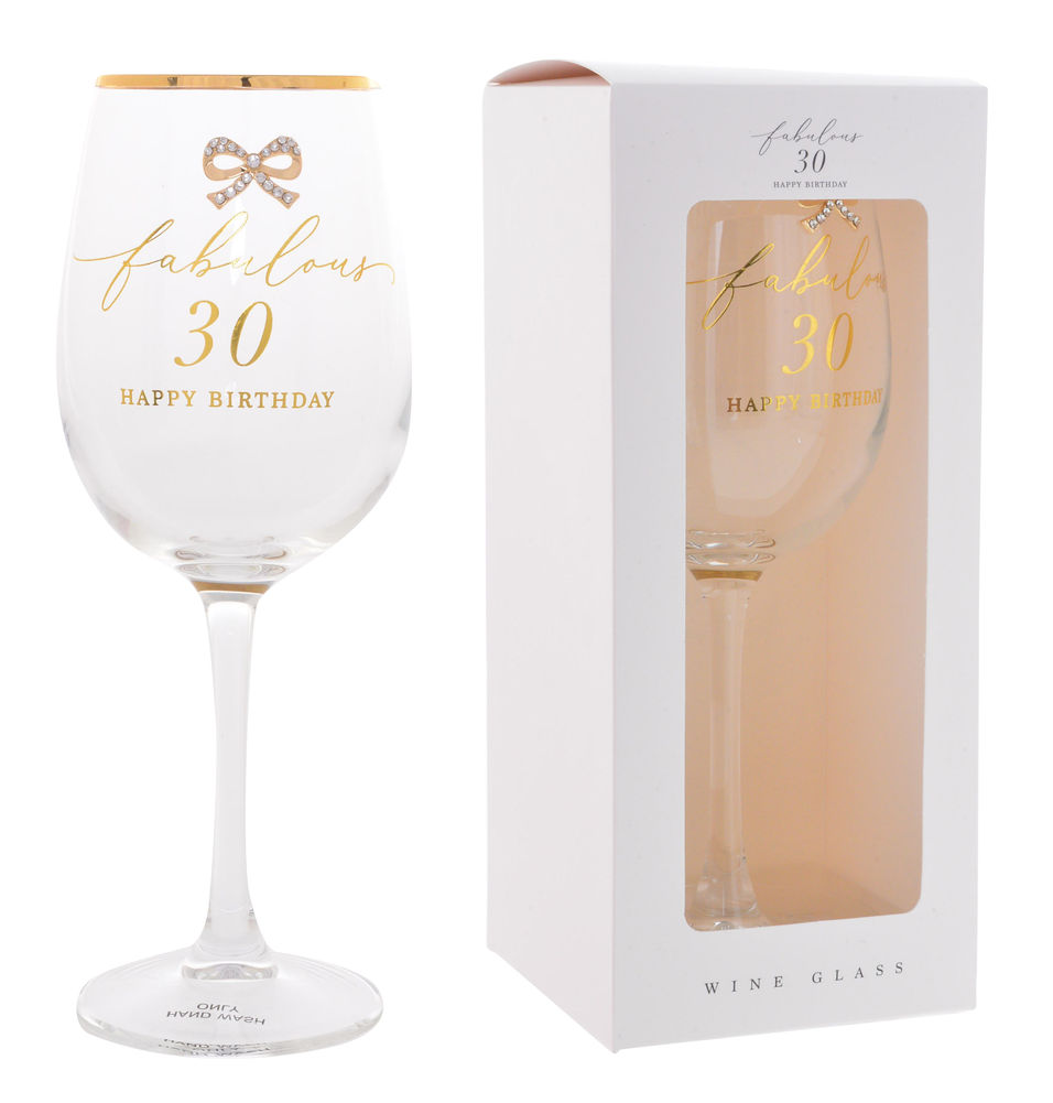 [20838] JEWELLED 30TH WINE GLASS     R