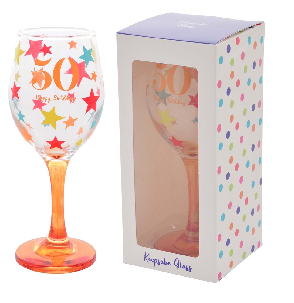 [26221] BIRTHDAY PARTY 50 WINE GLASS R