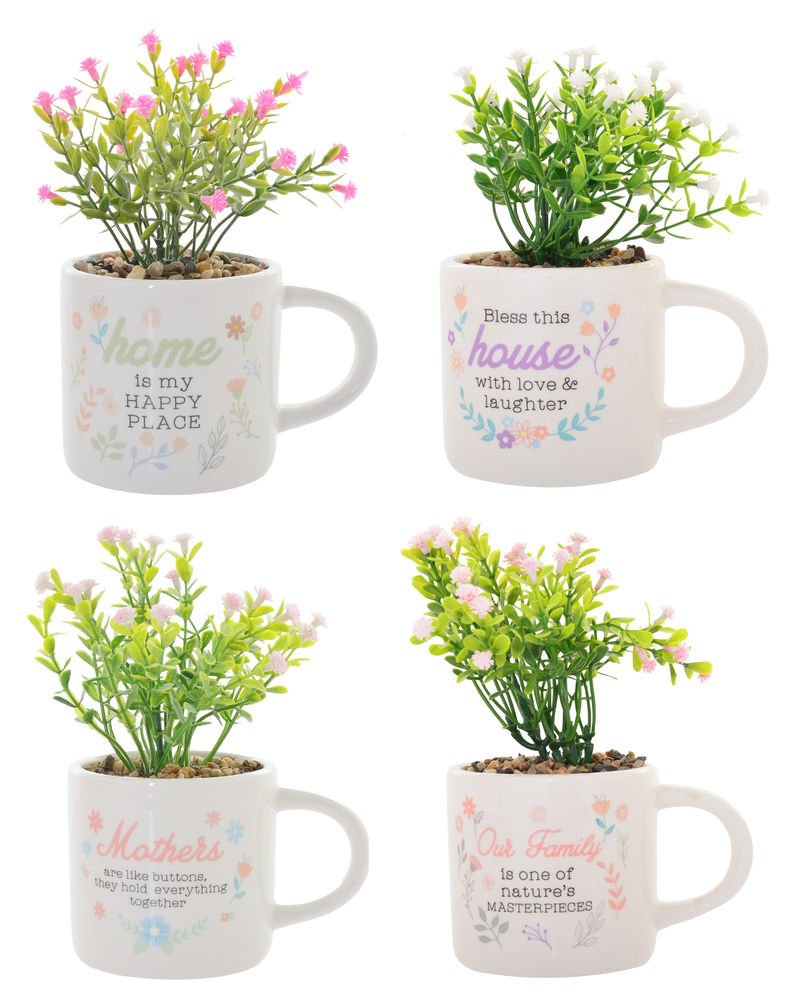 [26240] WILD MEADOW POT PLANT MUGS (4)