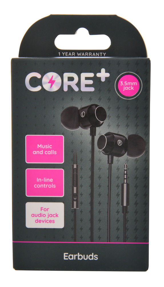 [26276] CORE+ EARBDS 3.5MM 1.2M RRP$20