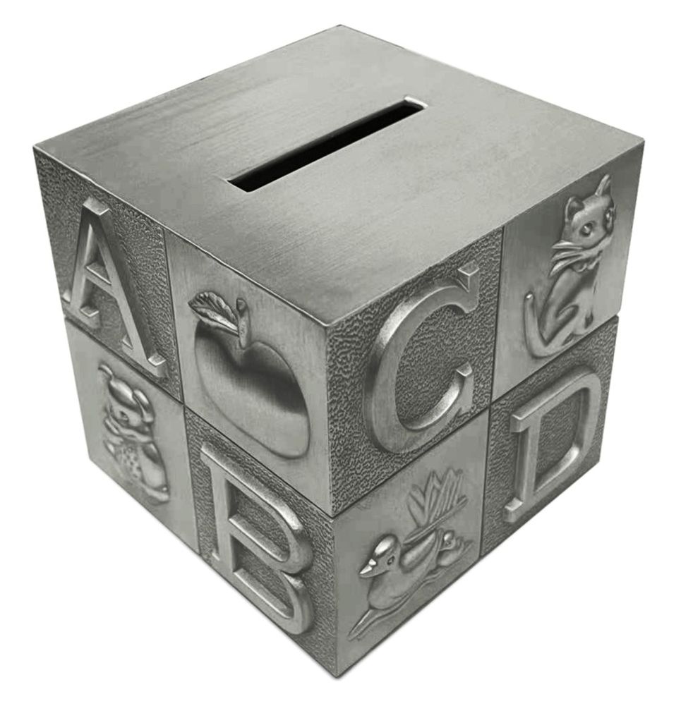 [26583] ABC CUBE PEWTER MONEY BANK