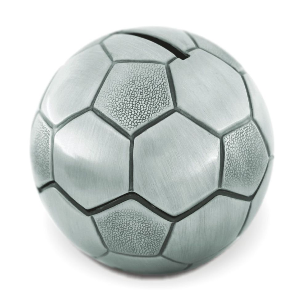 [26587] SOCCER BALL PEWTER MONEY BANK