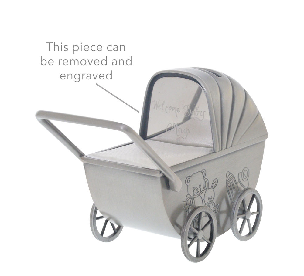 [26588] BABY PRAM PEWTER MONEY BANK