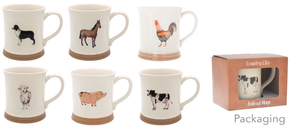 [26615] EMBOSSED FARM ANIMAL MUG (6)
