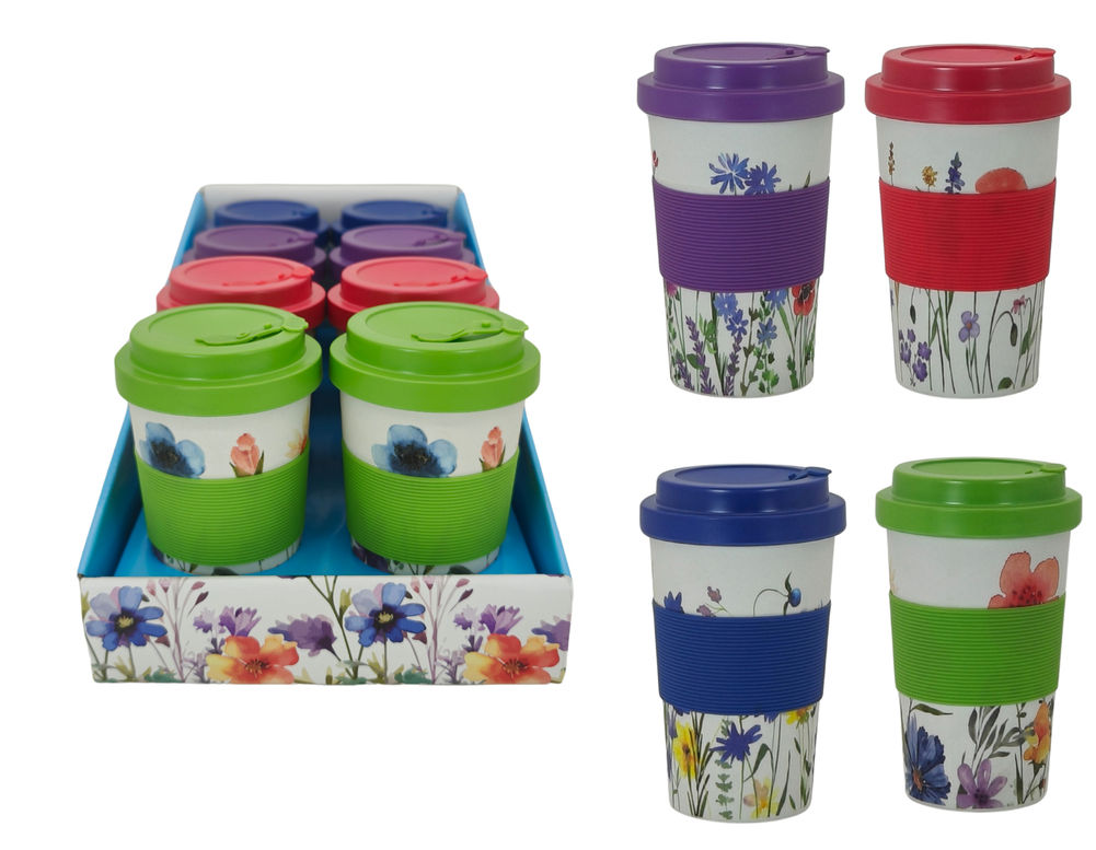 [26783] BAMBOO TRVL MUG WILD FLOWERS(4