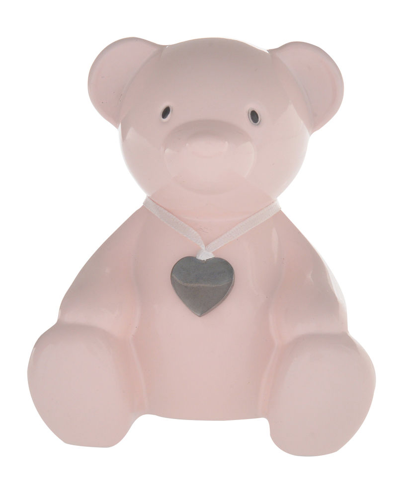 TEDDY BEAR PINK MONEY BOX