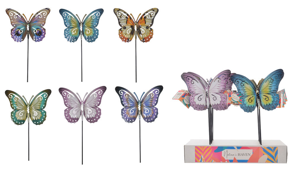 [27241] BUTTERFLY METAL GARDEN PICK (6