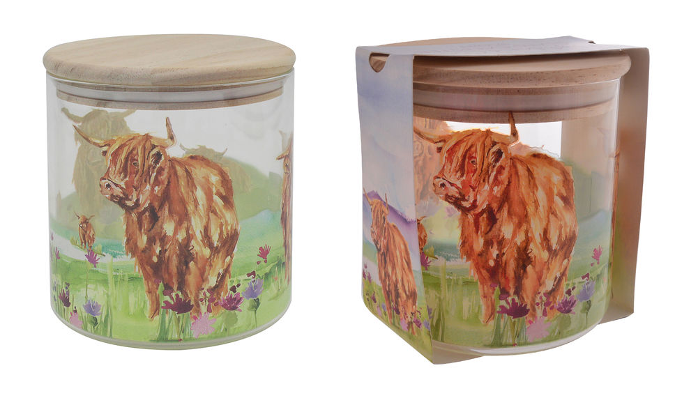 [27290] ART HIGHLAND COW CANISTER SML