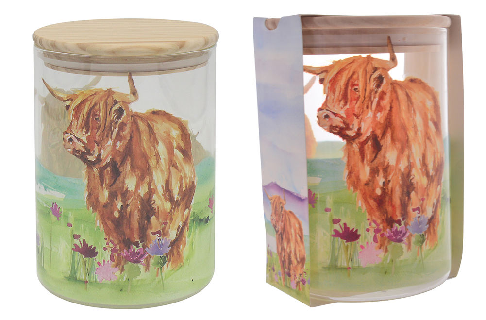 [27291] ART HIGHLAND COW CANISTER MED