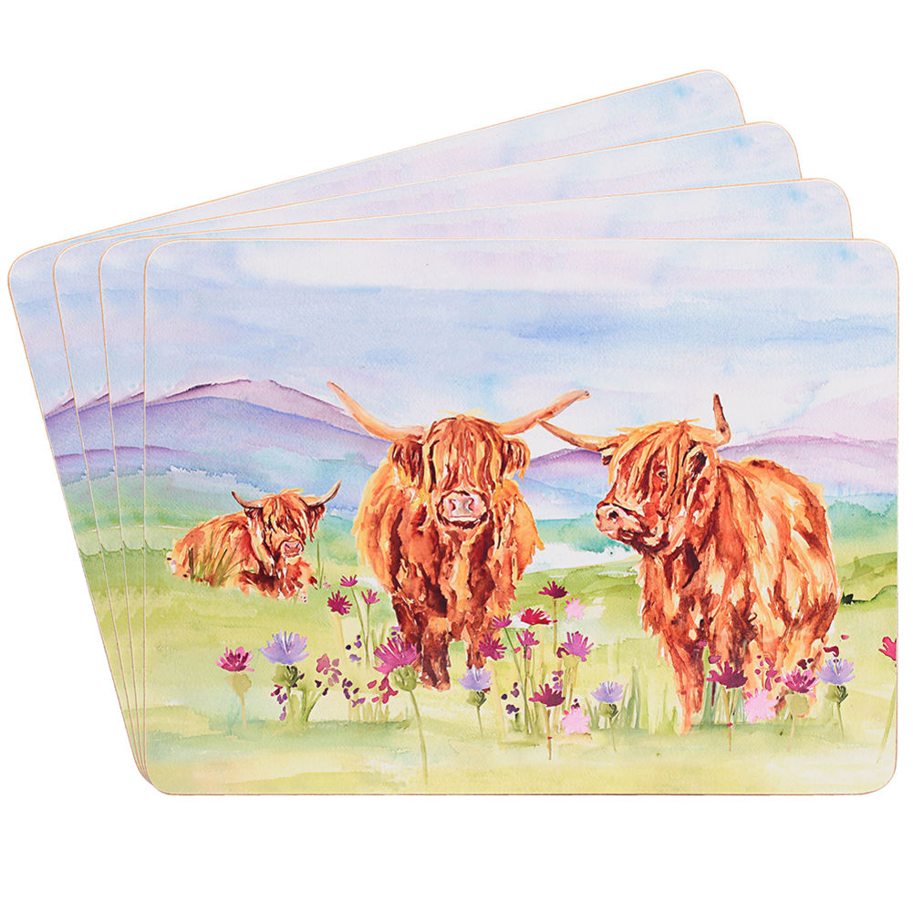 [27301] ART HIGHLAND COW PLACEMATS S/4