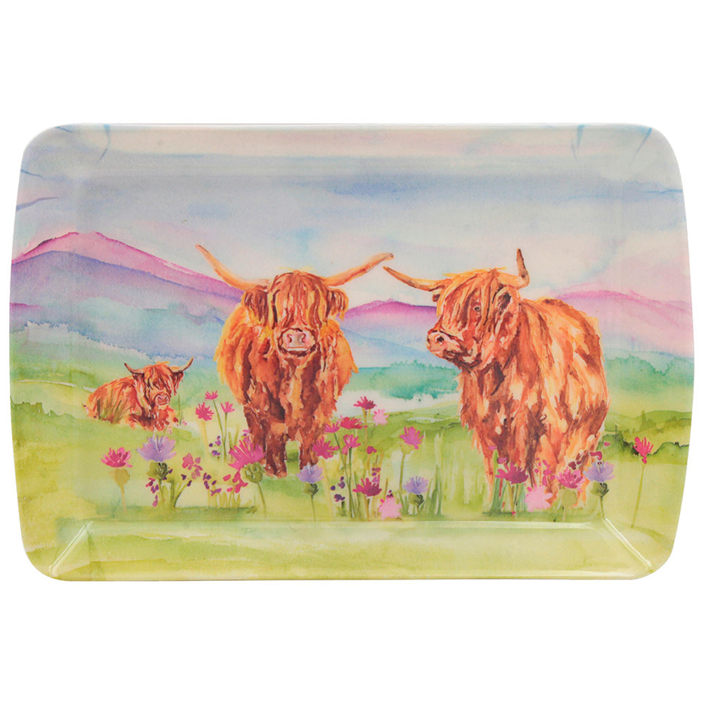 [27302] ART HIGHLAND COW TRAY SML