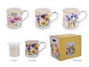 FLORAL MUG & CANDLE GIFT SET (3)