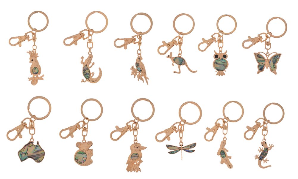 [27429] PAUA SHELL OZ ANIMAL KEYRING (12)