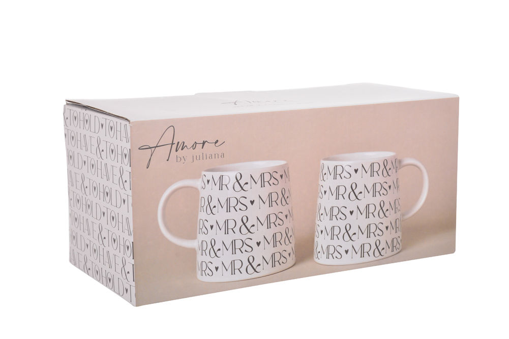 [27501] AMORE MUGS MR & MRS SET 2