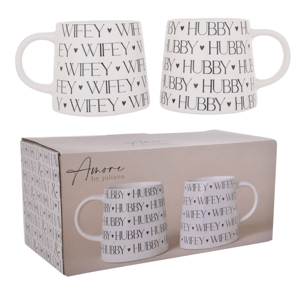 [27502] AMORE MUGS WIFEY & HUBBY SET 2