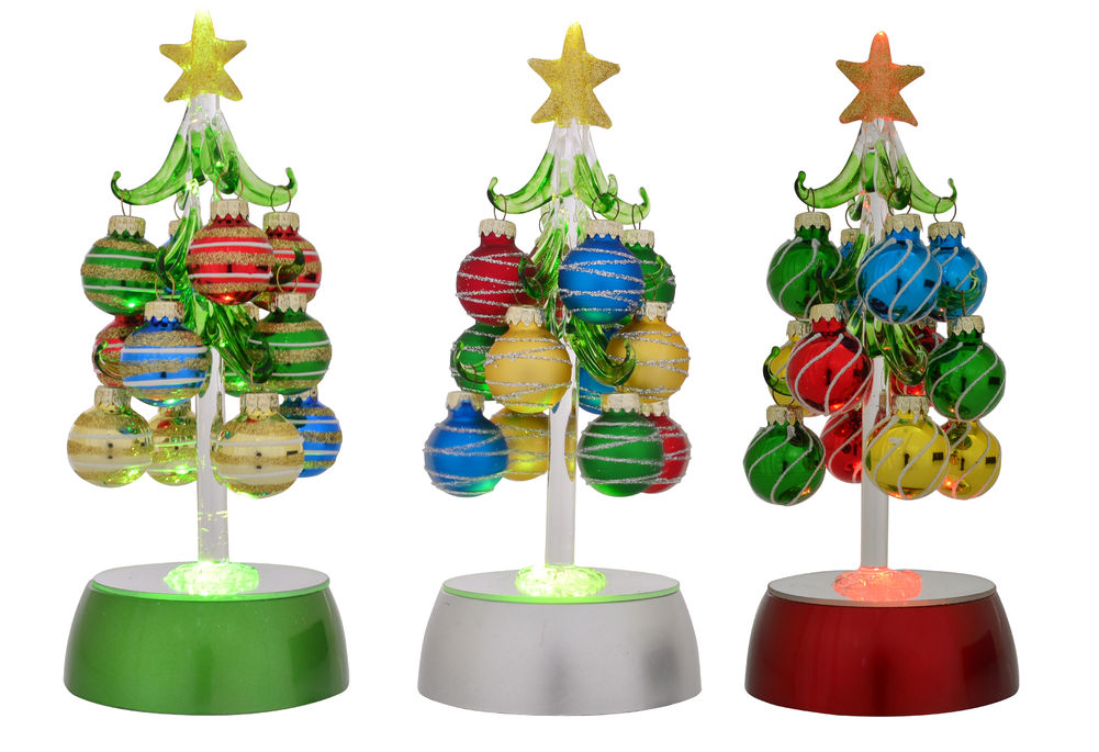 [27608] GLASS LIGHT UP XMAS TREE MED(3)