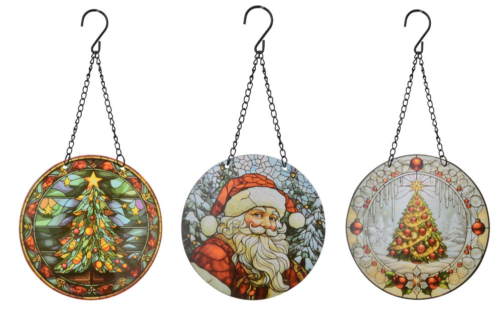 [27638] STAINED GLASS XMAS PLAQUE (3)