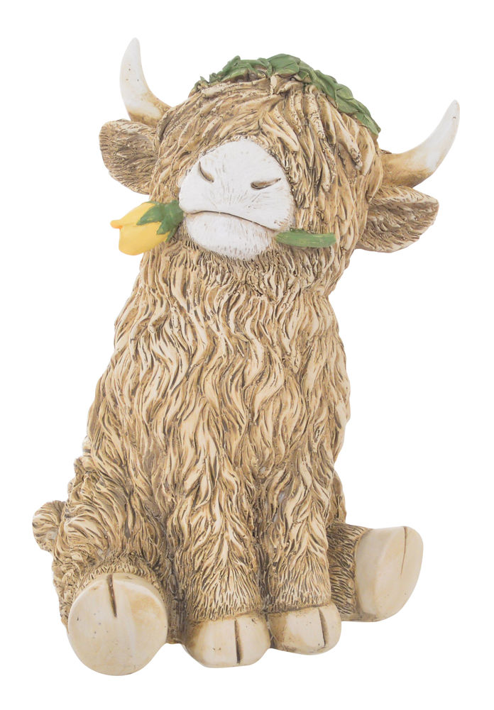 [27648] HIGHLAND COW WITH FLOWER DECO