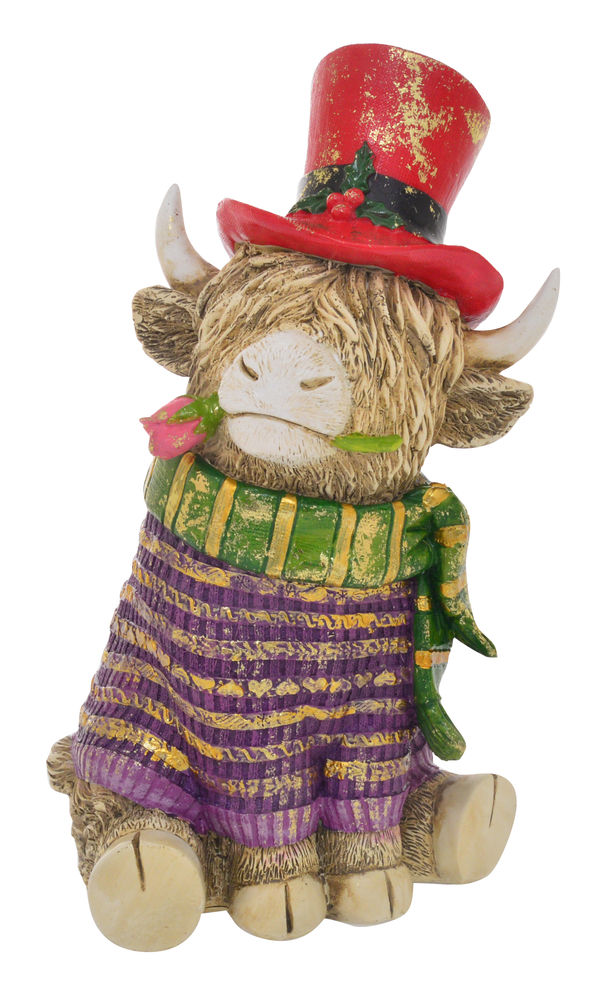 [27663] XMAS HIGHLAND COW WITH FLOWER