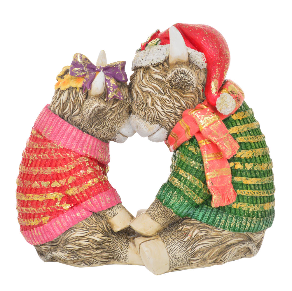 [27665] XMAS HIGHLAND COW COUPLE