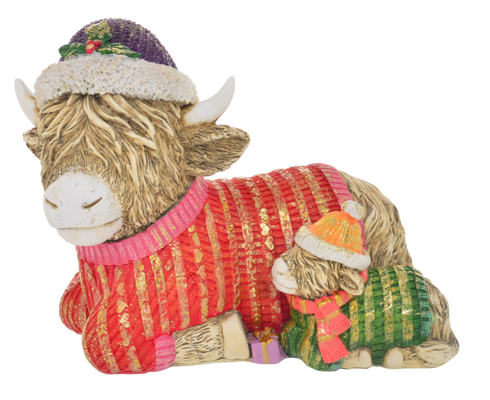 [27666] XMAS HIGHLAND COW MOTHER & CALF