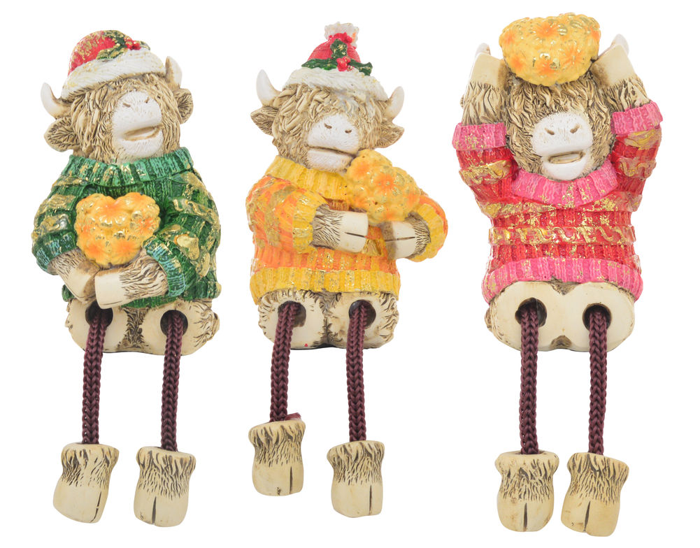 [27669] XMAS HIGHLAND COW DANGLY LEGS (2)